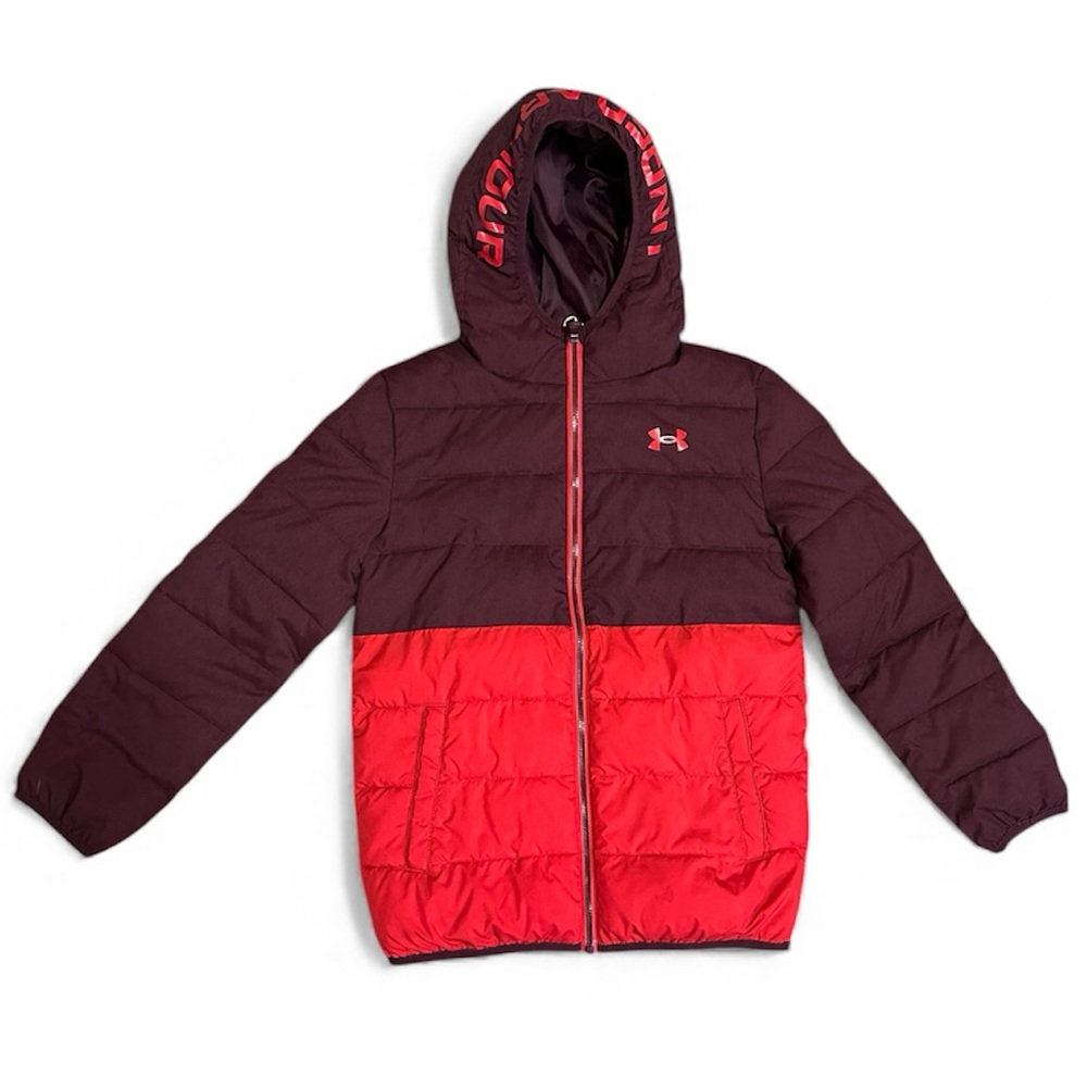 Under Armour Pronto Colorblock Puffer Jacket - Maroon/Red - Youth Medium